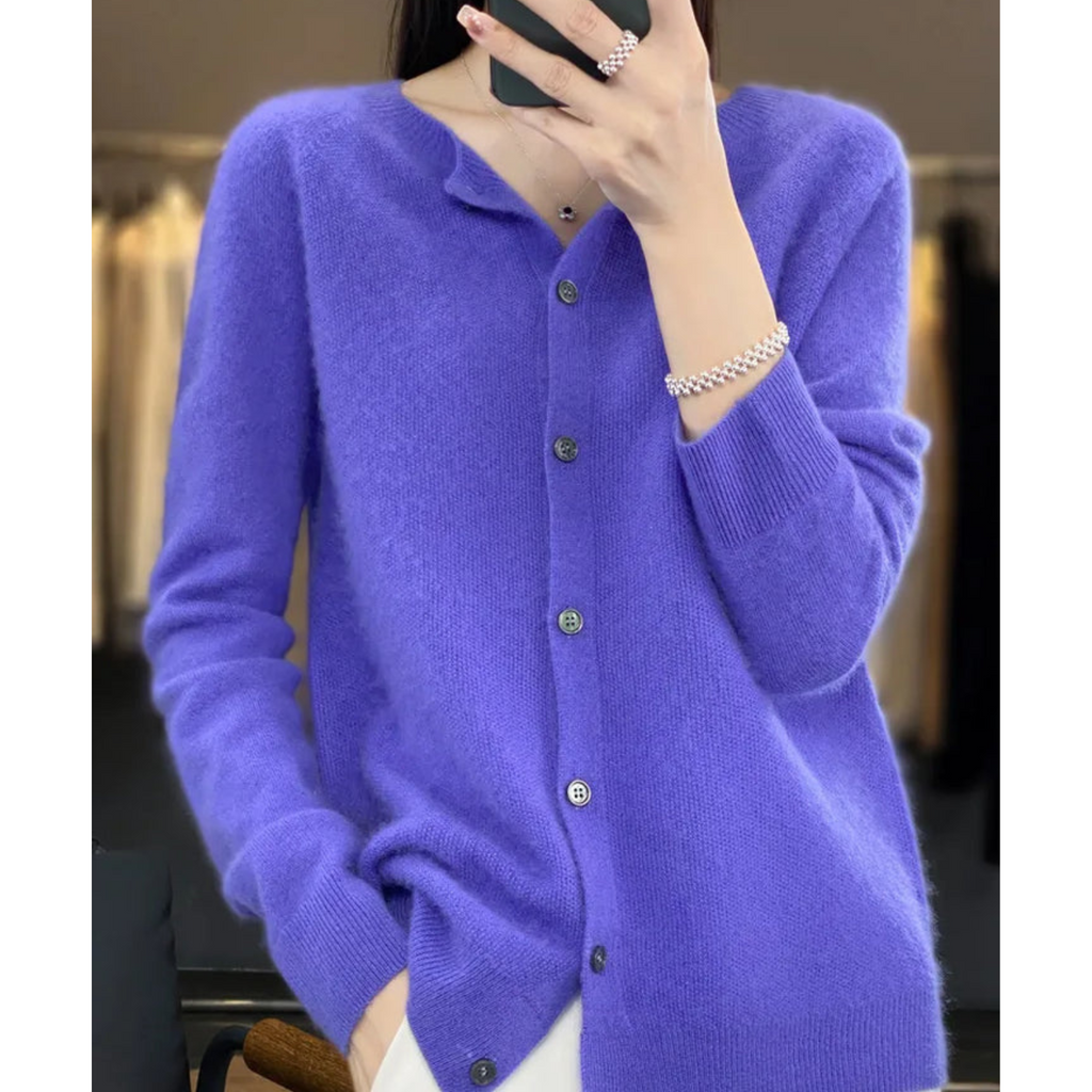 Sweter rozpinany z mieszanki wełny merino i kaszmiru z guzikami