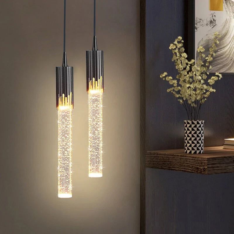 Szklana lampa wisząca w kształcie cylindra – ciepła biel 3000 K, regulowany kabel 150 cm