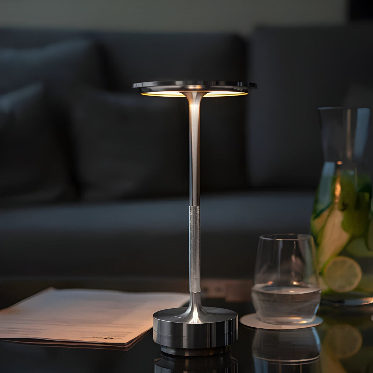 Lampa stołowa GlowVault | Bezprzewodowa, ściemnialna, smukła