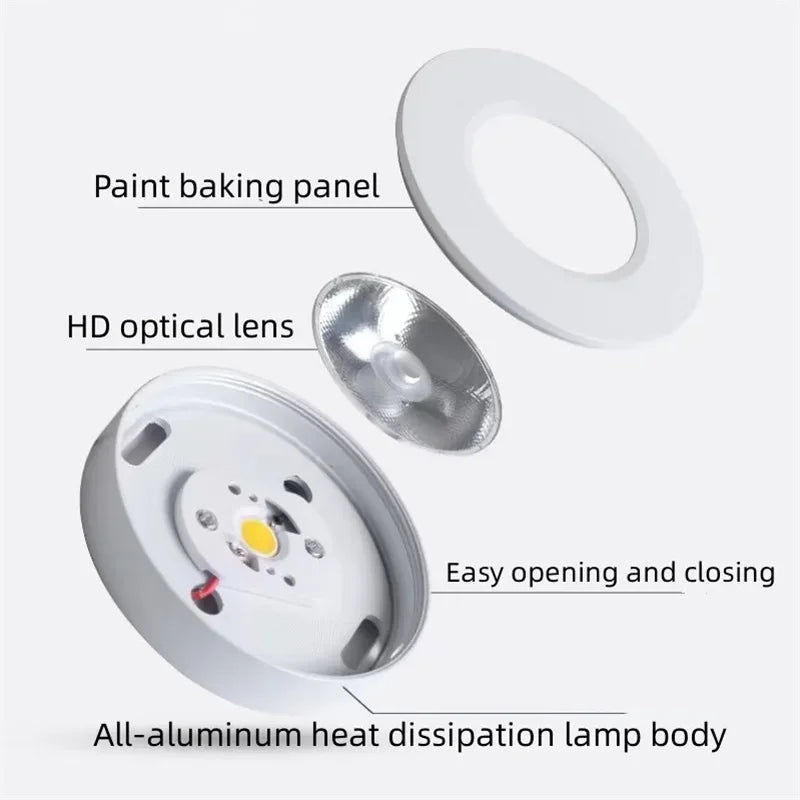 Ultracienka sufitowa lampa LED z aluminium i technologią antyrefleksyjną do kuchni, łazienki i salonu 90–260 V