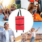 Uniseks Duża Składana Torba na Zakupy z Kółkami (1+1 GRATIS)