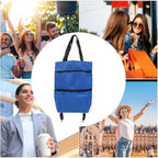Uniseks Duża Składana Torba na Zakupy z Kółkami (1+1 GRATIS)