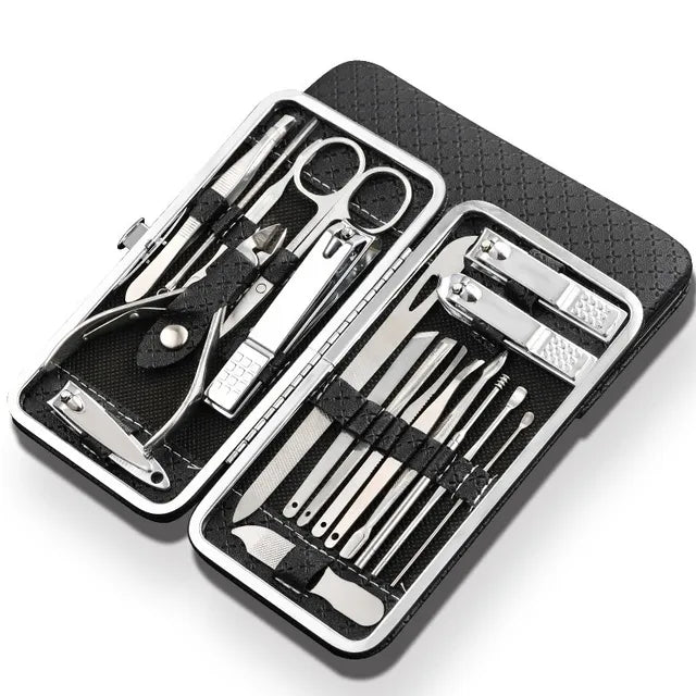 Uniseks Zestaw do Manicure i Pedicure z Etui Podróżnym 19w1