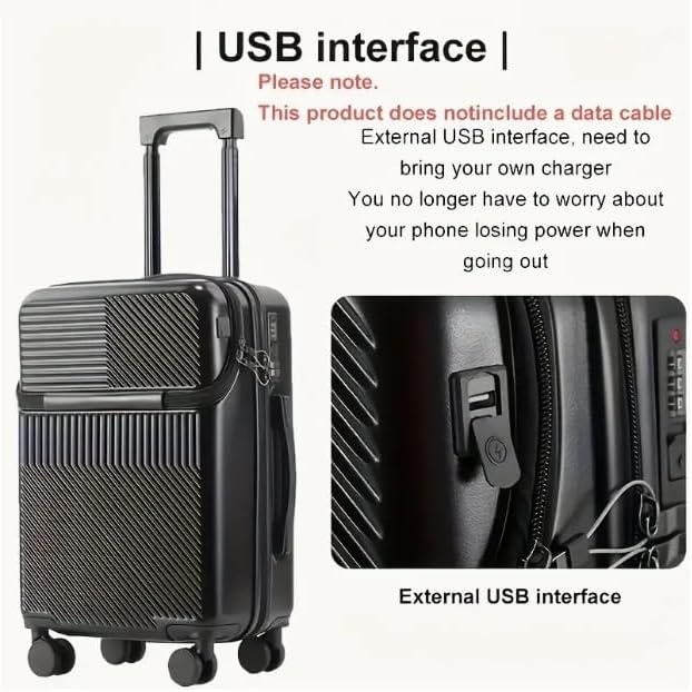 Unisex Walizka Kabinowa z Uchwytem na Kubek i USB TSA
