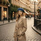 Damski vintage'owy beret dżinsowy w ponadczasowym stylu retro