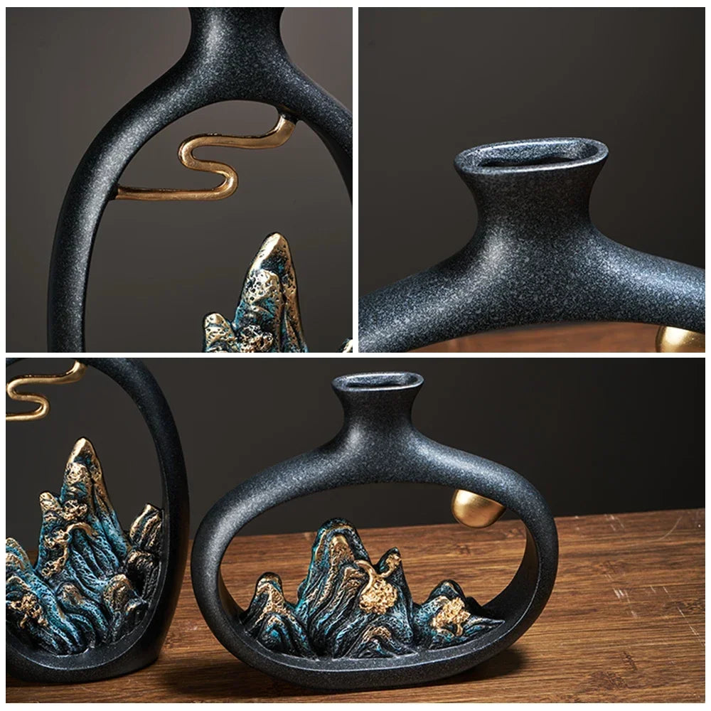 Wazon Ceramiczny z Górskim Krajobrazem - Elegancja i Spokój