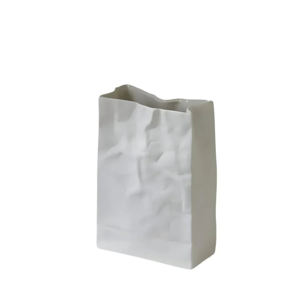 Wazon stołowy | ceramiczny z fakturą zgniecionego papieru