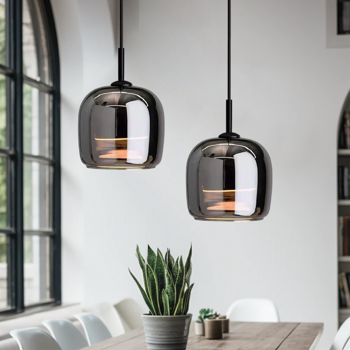 Wnętrze skandynawskie Lampa wisząca w stylu nordyckim z czarnego szkła do nowoczesnego domu