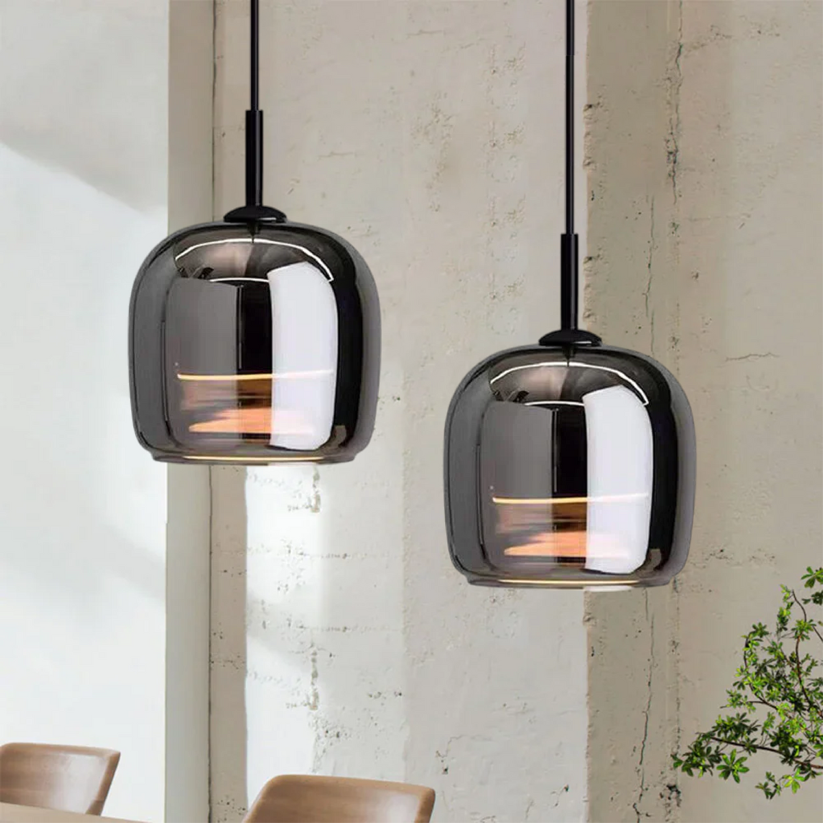 Wnętrze skandynawskie Lampa wisząca w stylu nordyckim z czarnego szkła do nowoczesnego domu