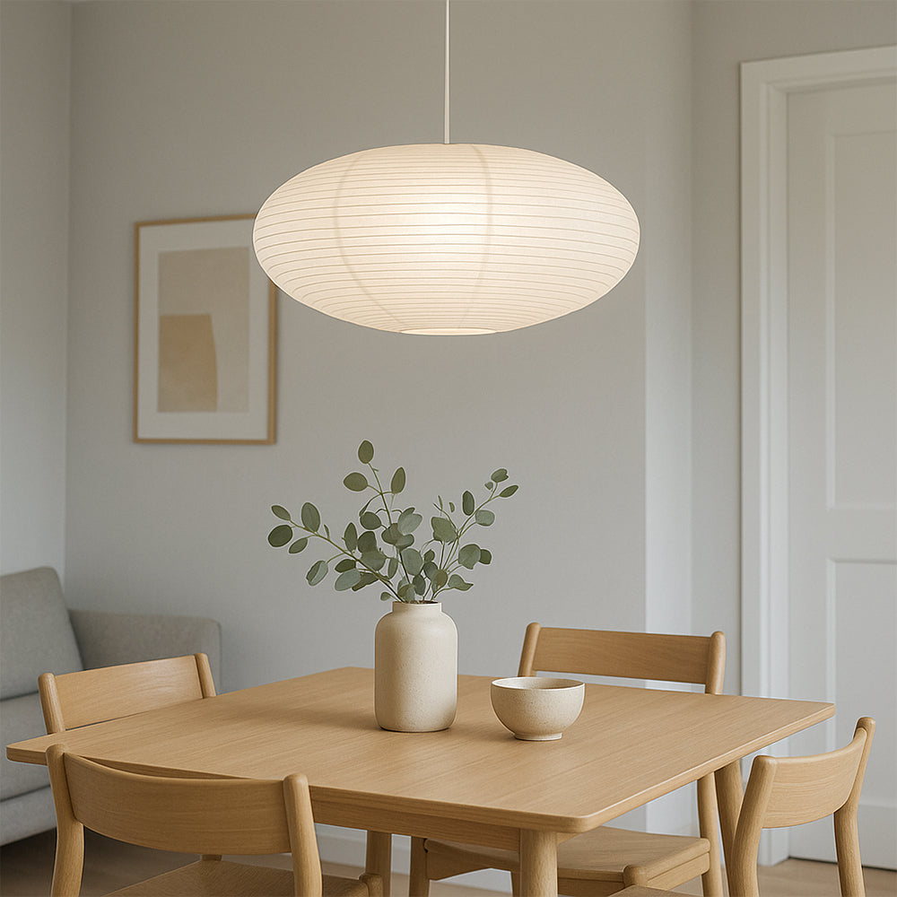 Wysalune – japońska lampa wisząca z papieru bawełnianego w stylu wabi-sabi