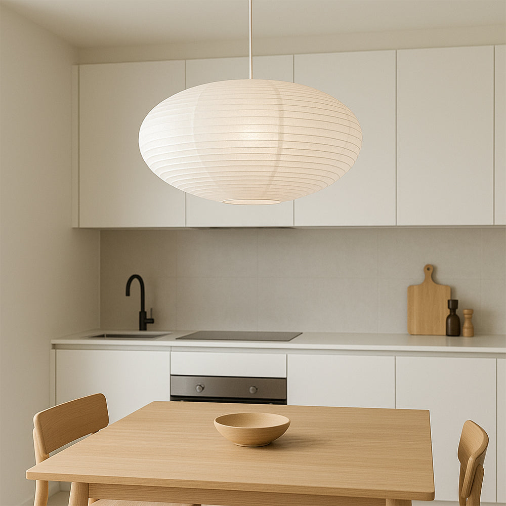 Wysalune – japońska lampa wisząca z papieru bawełnianego w stylu wabi-sabi