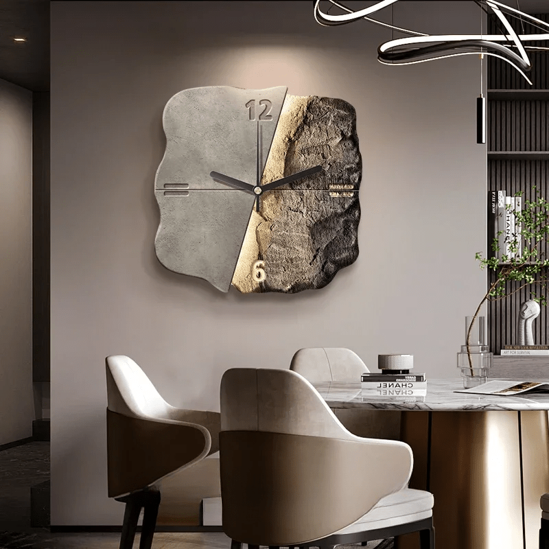 Zegar ścienny StoneAura 50 cm z teksturą piaskowca — cichy mechanizm kwarcowy