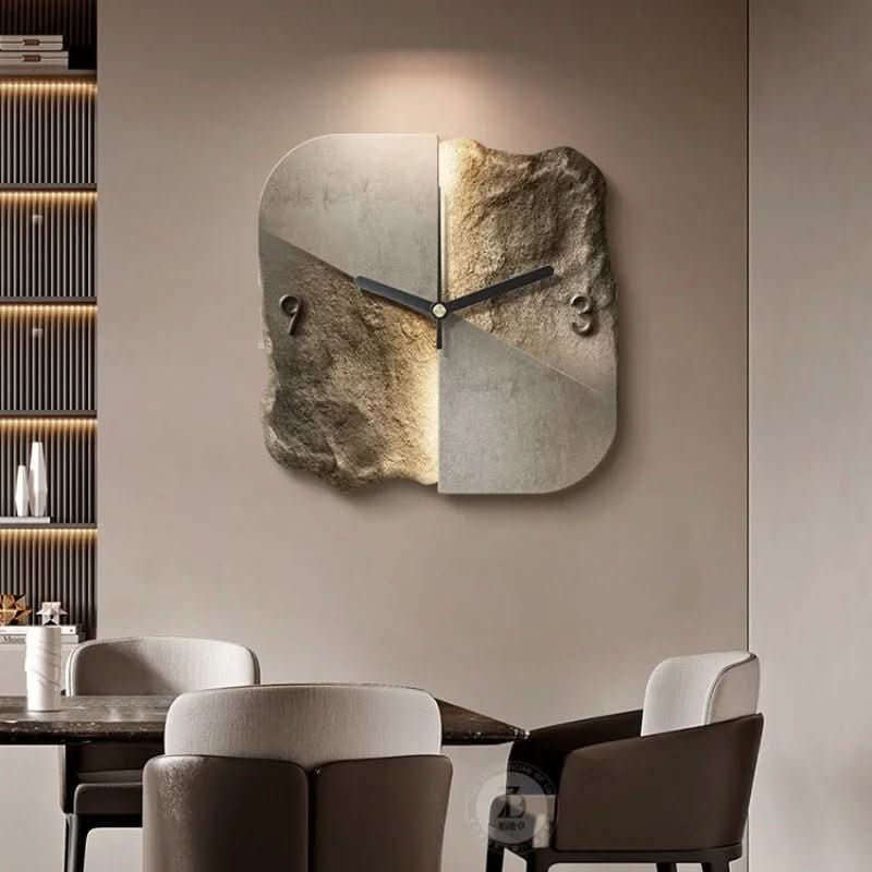 Zegar ścienny StoneAura 50 cm z teksturą piaskowca — cichy mechanizm kwarcowy