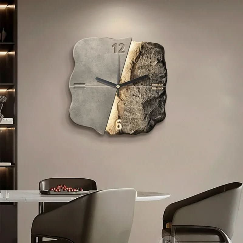 Zegar ścienny StoneAura 50 cm z teksturą piaskowca — cichy mechanizm kwarcowy
