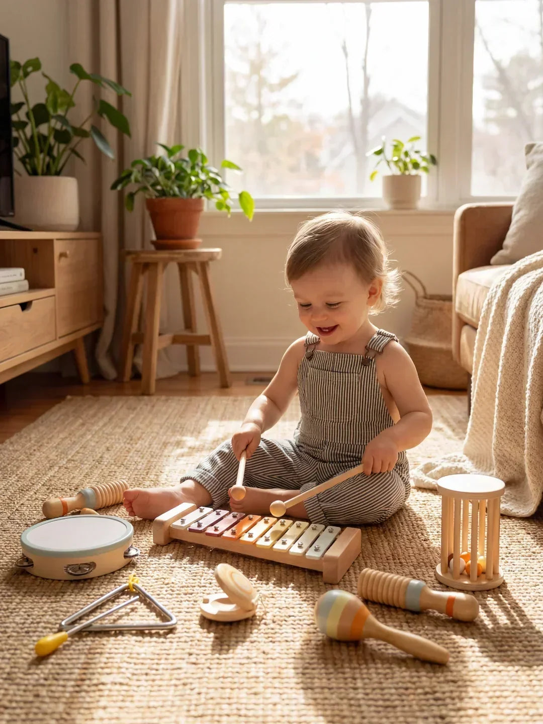 Premium zestaw 7 drewnianych instrumentów muzycznych dla dzieci