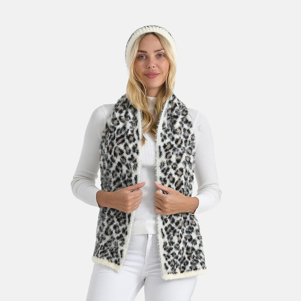 Zestaw damski Styled By: szalik i czapka w panterkę – 2-częściowe akcesoria zimowe