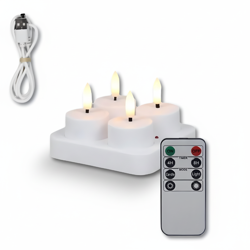 Zestaw bezpłomieniowych świec LED z pilotem, timerem i ładowaniem USB