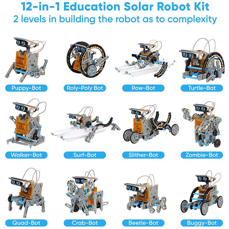 Zestaw solarny robot STEM dla dzieci – zabawka konstrukcyjna DIY 12 w 1 i 13 w 1
