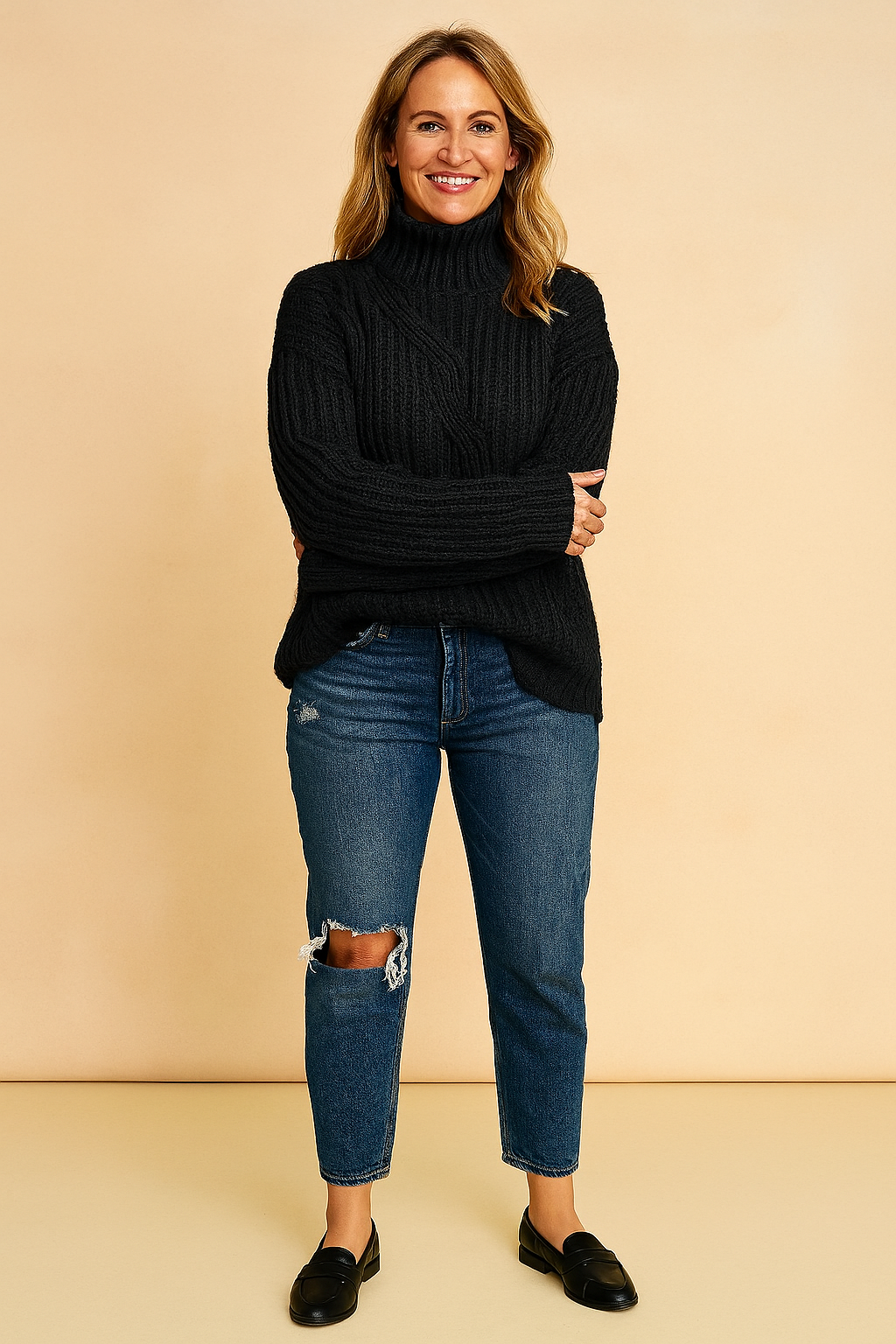 Zosia | Warkoczowy sweter z golfem i fakturą 3D