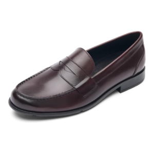 Męskie Skórzane Mokasyny Penny Loafer Bordowe – Lekkie, Amortyzujące