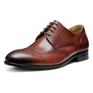 Męskie Skórzane Buty Oxford Wingtip Brogsy Brązowe – Sznurowane