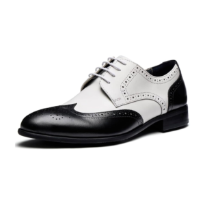 Męskie Skórzane Buty Oxford Wingtip Brogsy Czarno-Białe – Rozmiary 39–47