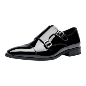 Męskie Buty Wizytowe Monk Strap Amy9069 Patent Black – Dwupaskowe, Regulowane