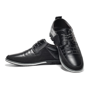 Męskie Buty Oxford Czarny – Eleganckie, Lekkie, Wodoodporne, Sznurowane Buty Wizytowe i Casual